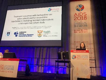 Dr Zhao presenting her work at AIDS2018