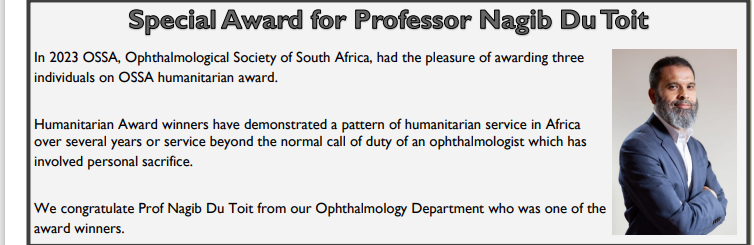 Special Award for Professor Nagib Du Toit