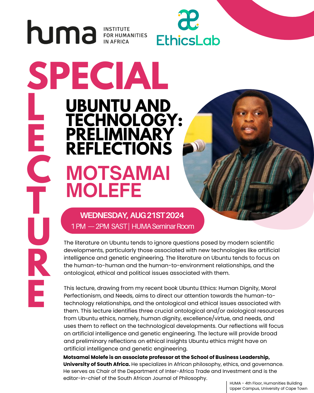 Event Flyer, Speacial lecture, Ubuntu and Technology