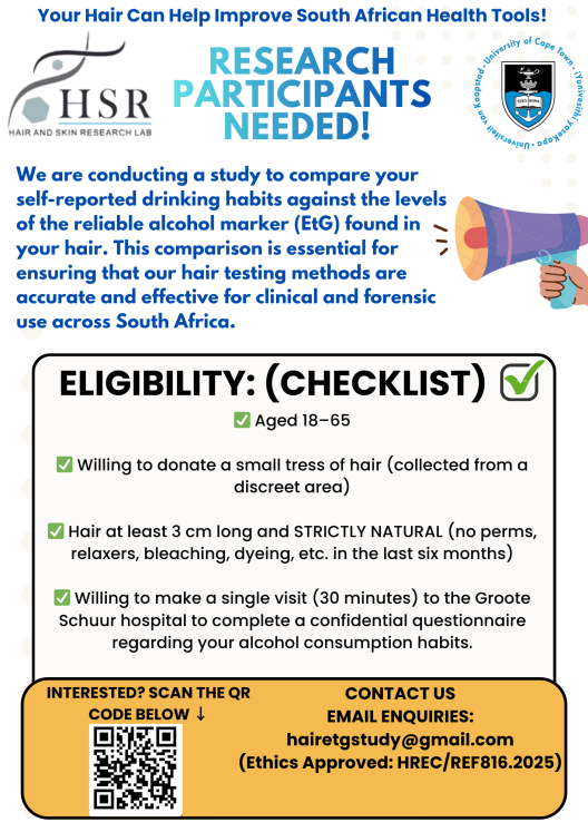 Research Participants Needed: Hair Biomarker Study (HREC 816/2025)