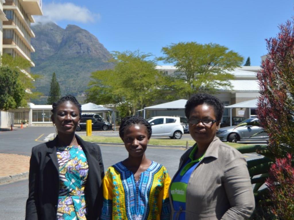 Letitia Amengor (far right) and Faustina Amoako (left) with current Post Graduate Diploma in Child Critical Care Nursing student Lydia Owusa Ansah from Komfo Anokye Teaching Hospital, Ghana (centre). 