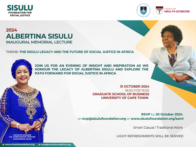 Sisulu Foundation Lecture In Collaboration With UCT And FHS | Faculty ...